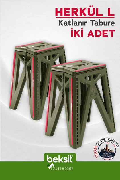 OUTDOOR HERKÜL L Katlanır Reflektörlü Tabure 2'li (Haki Yeşil)
