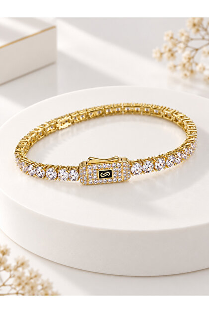 Premium Monaco Tasarım Su Yolu Kararmaz Çelik 14k Gold Bileklik 18 Cm 0.3mm En
