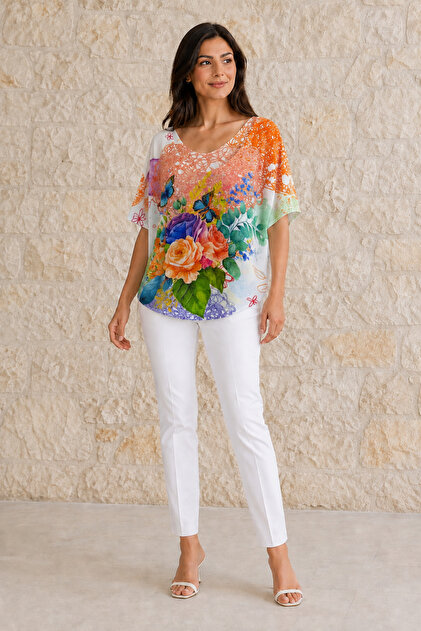 Women's New Season Digital Mercerized Blouse 40-46