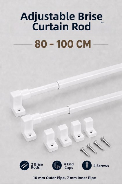 Bară reglabilă pentru perdele Briz | 2 bucăți de bară telescopică din aluminiu pentru ferestre | 4 Titluri | 4 Vida