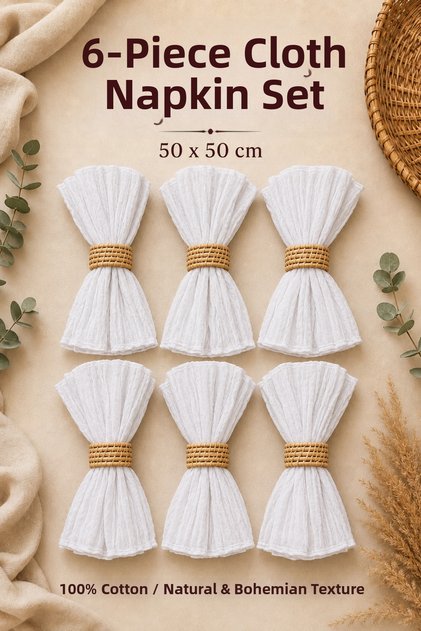 Napkin Holder 6-Piece Bohemian Napkin Set Wedding 100% Cotton Crinkled Textured Engagement Organization Table Napkin