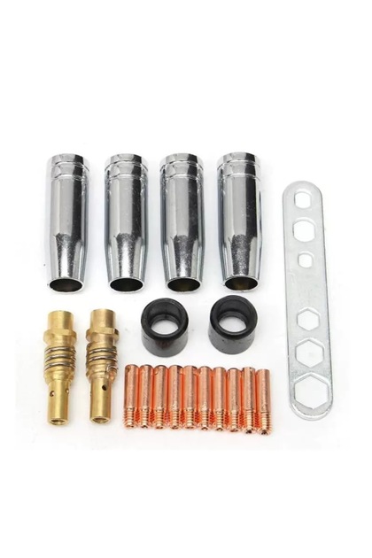 0.8mm 19Pcs/Set, MB15 15AK MIG Contact Tip 0.6mm 0.8mm 1.0mm 1.2mm Welding Torch Nozzle Part Kit Con