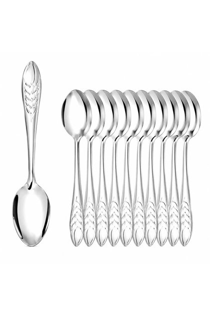12PCS Stainless Steel Spoon Set | Mirror Finish Reusable Small Spoons | Silver Table Spoons For Tea Coffee Rice Snacks Dining Kitchen