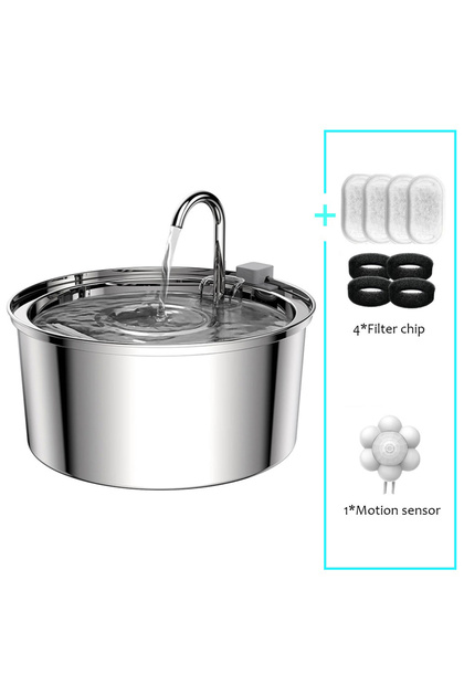 Premium version Stainless Steel Pet Water Feeder Cat Automatic Water Fountain USB Electric Mute for