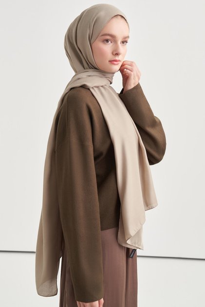 Latte Double Sided Silk Slub Shawl