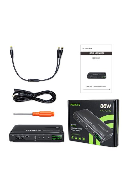DC1036L US Plug DC UPS Uninterruptible Power Supply System 5V-24V Output 4x18650 Replaceable Battery