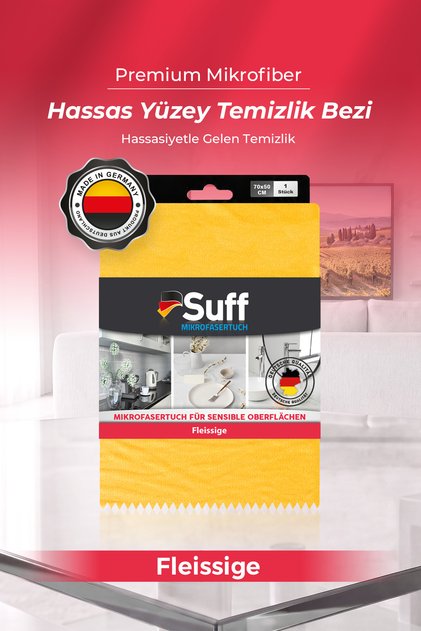 Fleissige Mikrofiber Hassas Yüzey Temizlik Bezi Hassas Aksesuar Temizlik Bezi 70x50 cm Sarı