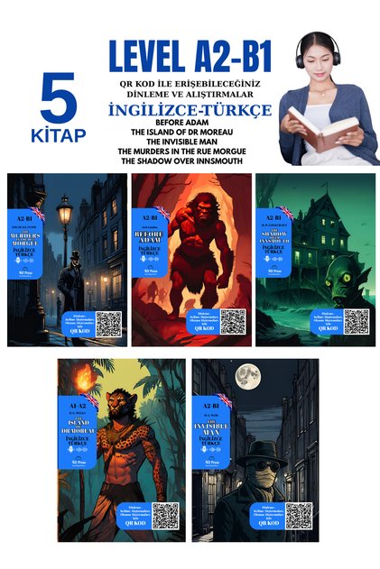 İngilizce 5'li A2-B1 Seviye Qr Kod ile Dinlemeli ve Alıştırmalı Hikaye Seti
