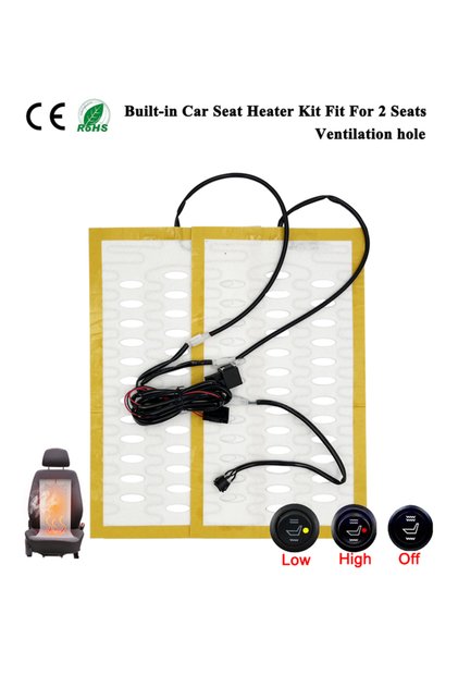 Fit 1 seat Universal Built-in Car Seat Heater Kit Fit 1 Seat 12V Alloy Wire Fast Heating Pads HI/LO