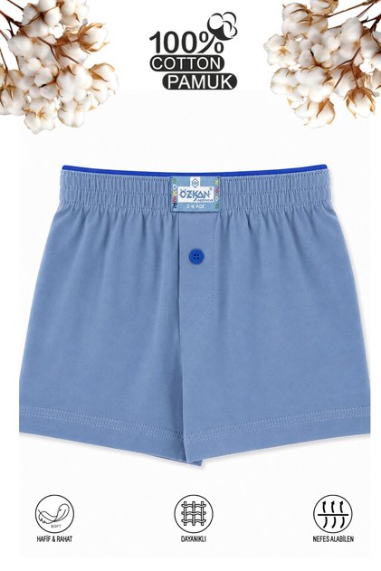 Özkan 31223 Boy's 100% Cotton Premium Fabric Comfortable Classic Cut Single Jersey Combed Cotton Boxer Shorts Underpants
