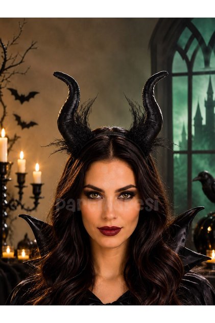 Malefiz Tacı Boynuzlu Maleficent Taç Cadılar Bayramı Parti Aksesuarı