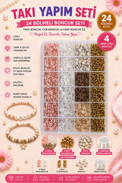 Jewelry Making Set with Fimo Letter and Gold Apparatus Beads in 24 Pieces Box 2