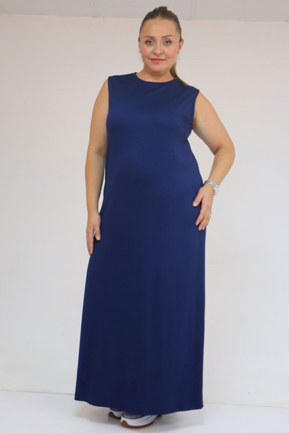 42050 Plus Size Modal Sleeveless Dress - Indigo