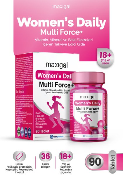 Women’s Daily Multi Force + Vitamin, Mineral ve Bitki Ekstreleri İçeren Takviye Edici Gıda