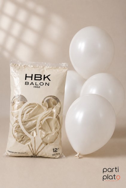 Hbk Pastel Balloons 12" Hbk White 100Pcs