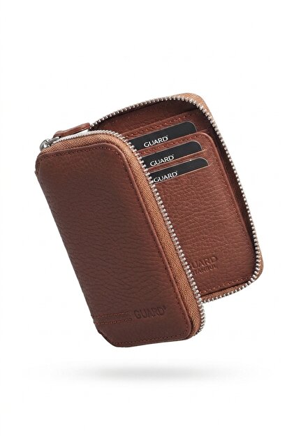 Mini Fermuarlı Taba Grazy Hakiki Deri Unisex Cüzdan - 796