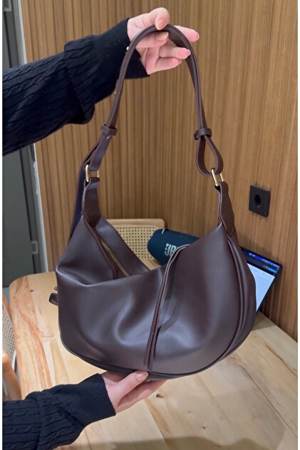 Bust Hand Arm Shoulder Bag - Baguette Women's Bag with Strap - Brown