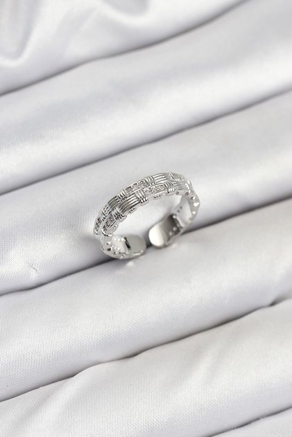 Brass Silver Color Zircon Stone Inlaid Women's Ring