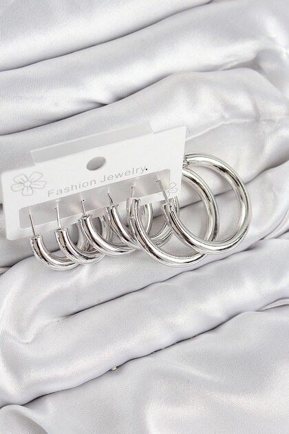 Brass Ring Model Silver Color Women's Set Earrings