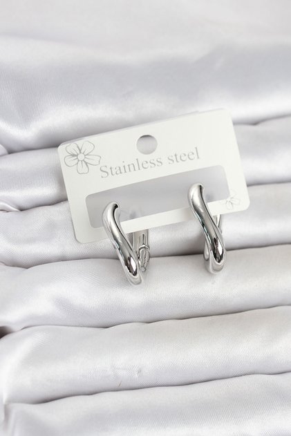 316L Steel Silver Color Asymmetric Hoop Model Women's Earrings