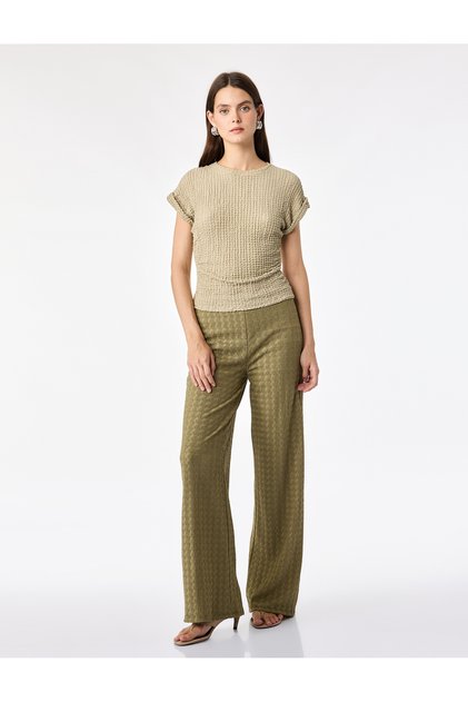 Bürümcük Fabric High Waist Loose Straight Leg Pants