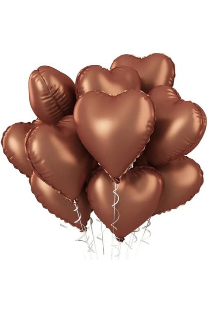 Brown Retro Heart Foil Balloon 18Inch 5Pcs