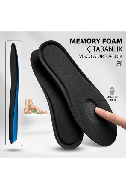 Visco Konfor Ortopedik Ayakkabı Tabanlık, Memory Foam Yumuşak Spor Ayakkabı Tabanı Insole, Siyah