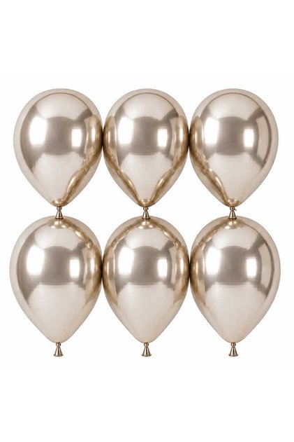 White Gold Color Latex Chrome Balloon (30 cm) - 6 Pieces