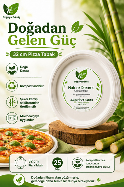 Nature Dreams Ekolojik Karton Pizza Tabak 32cm 25 Adet