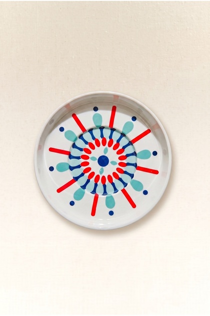 Ikat Porcelain Tea Plate Red