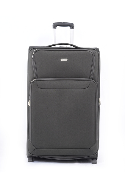 Expandable Checked Travel Soft Trolley Luggage with 2-Wheel Design, Size- 32" D Grey