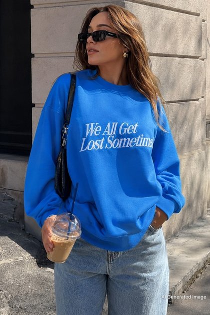 Cobalt Blue Printed Sweatshirt MG1901