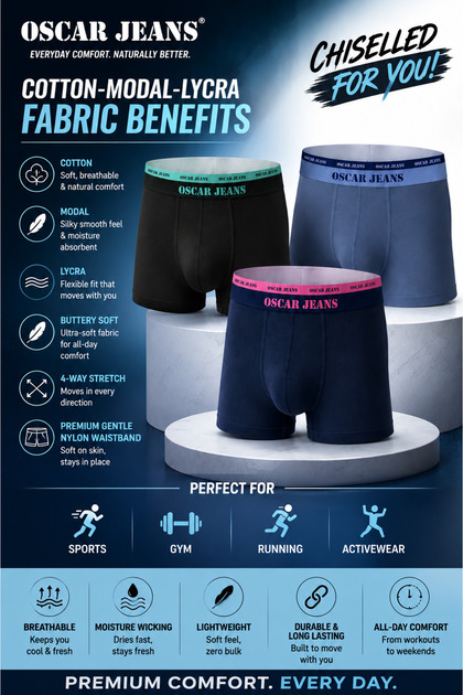Diamond Collection Cotton Modal Men's Underwear Boxer Trunks Luxurious Ultrasoft Breathable