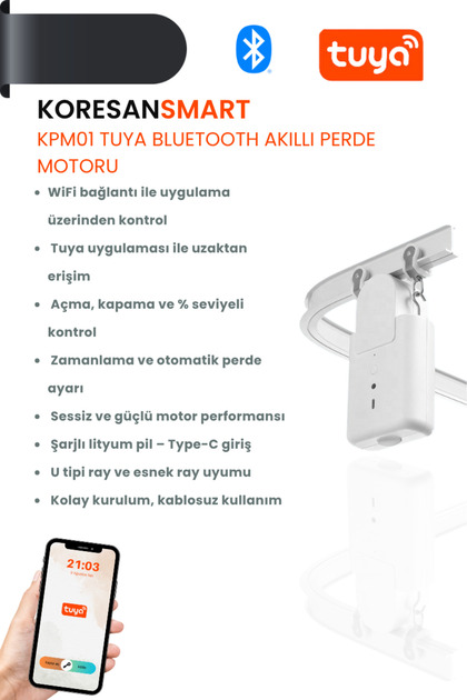 Tuya Akıllı Perde Motoru Çoklu Perde Tipiyle Uyumlu - Bluetooth