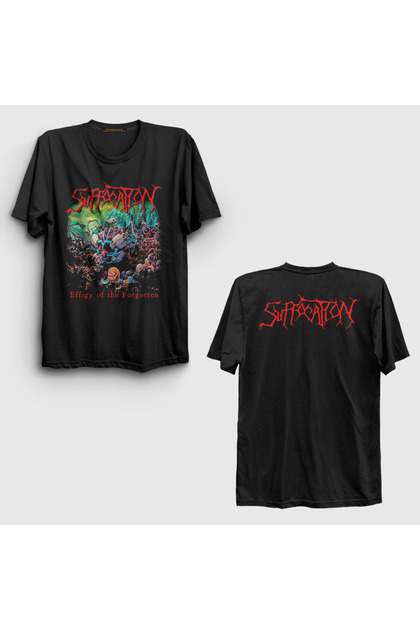 Tricou unisex negru cu imprimeu pe spate Effigy Of The Forgotten Suffocation 521350tt