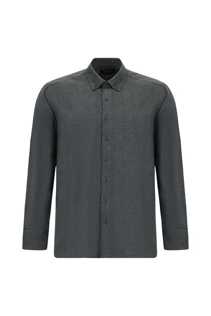 Long Sleeve Regular Fit Button-Down Collar Cotton Lyocell Italian Shirt