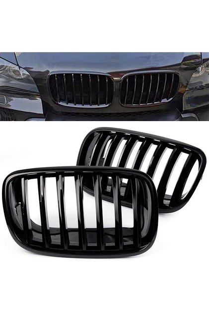 Car Front Bumper Grille Gloss Black Left Right Kidney Racing Grill for BMW X5 E70 X6 E71 2007-2014 #