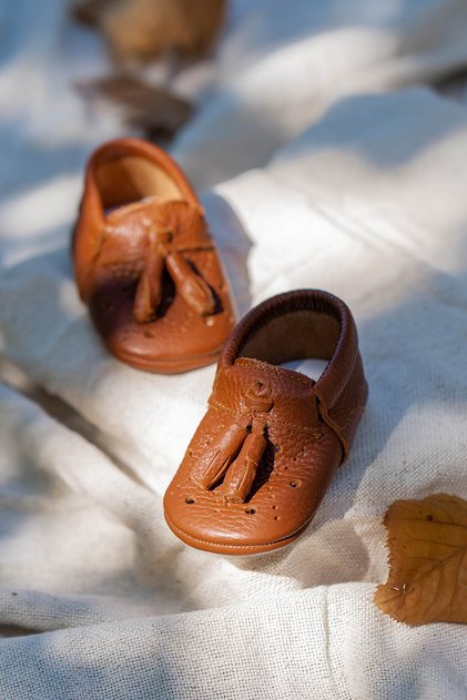 Poy Genuine Leather Baby Moccasin Tan