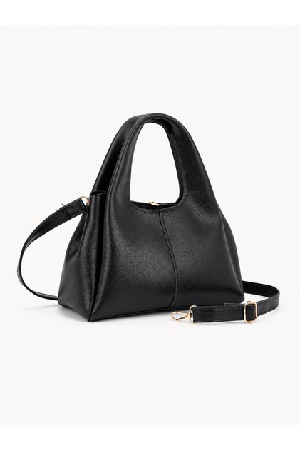 Rika Zipper Detailed Black Daily Use Women's Hand and Shoulder Bag