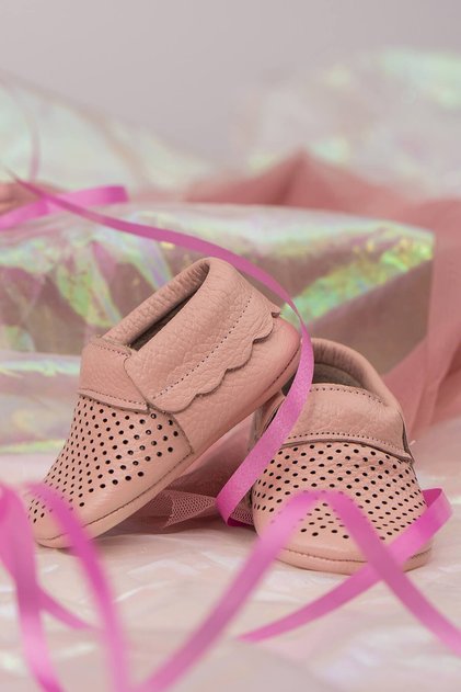 Banbi Genuine Leather Baby Moccasin Powder