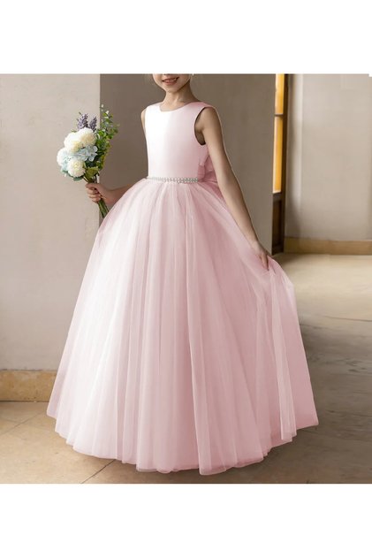 Pearl and Satin Bow Tulle Ball Gown/Princess Dress