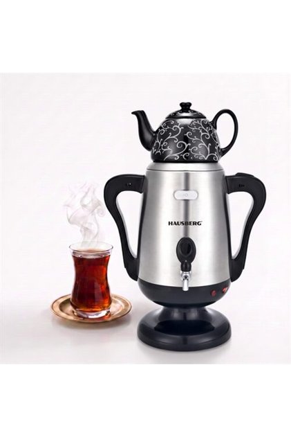 Set Samovar Electric, Ceainic HB-3644IN, 3.5L, 0.8L, Putere 2000W, Argintiu