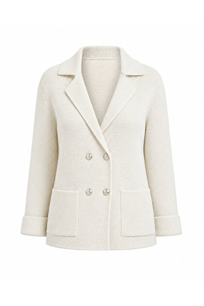 White Steel Knitted Sweater Jacket