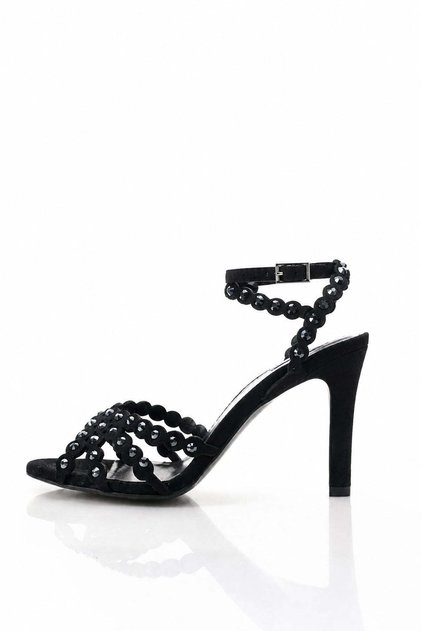 Black Stone Heeled Sandals 26036