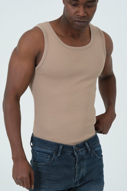 Erkek Halter Yaka penye kaşkorse fitted kalıp fitilli sporcu Likralı Atlet