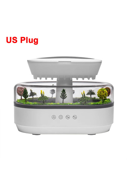 US Plug Micro Landscape Humidifier Raindrop Aroma Diffuser Colorful Atmosphere Light White Noise Mus