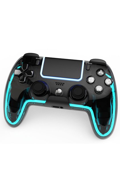 وحدات تحكم شفافة من Saitake لجهاز PS4، جهاز تحكم عن بعد مخصص لجهاز PS4 مزود بعصا تحكم ثلاثية الأبعاد بتقنية Hall، وحدة تحكم ألعاب لاسلكية RGB
