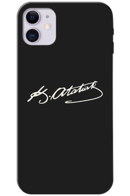 Apple iPhone 11 Compatible Case Ataturk Signature Silicone Case (Printed)