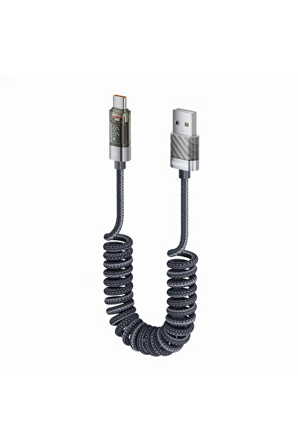 ZX01 66W Dijital USB-A to Type-C Yaylı Örgülü Kablo 1,8 Metre