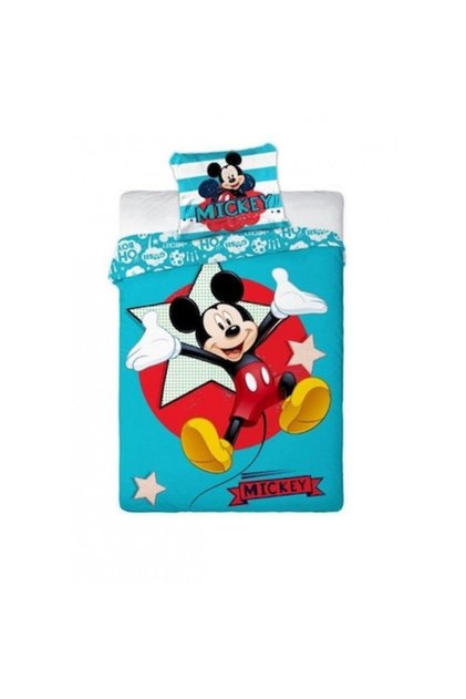 Lenjerie de pat copii Mickey Mouse, bumbac 100%, 2 piese, multicolor, 160 x 200 si 70 x 80 cm